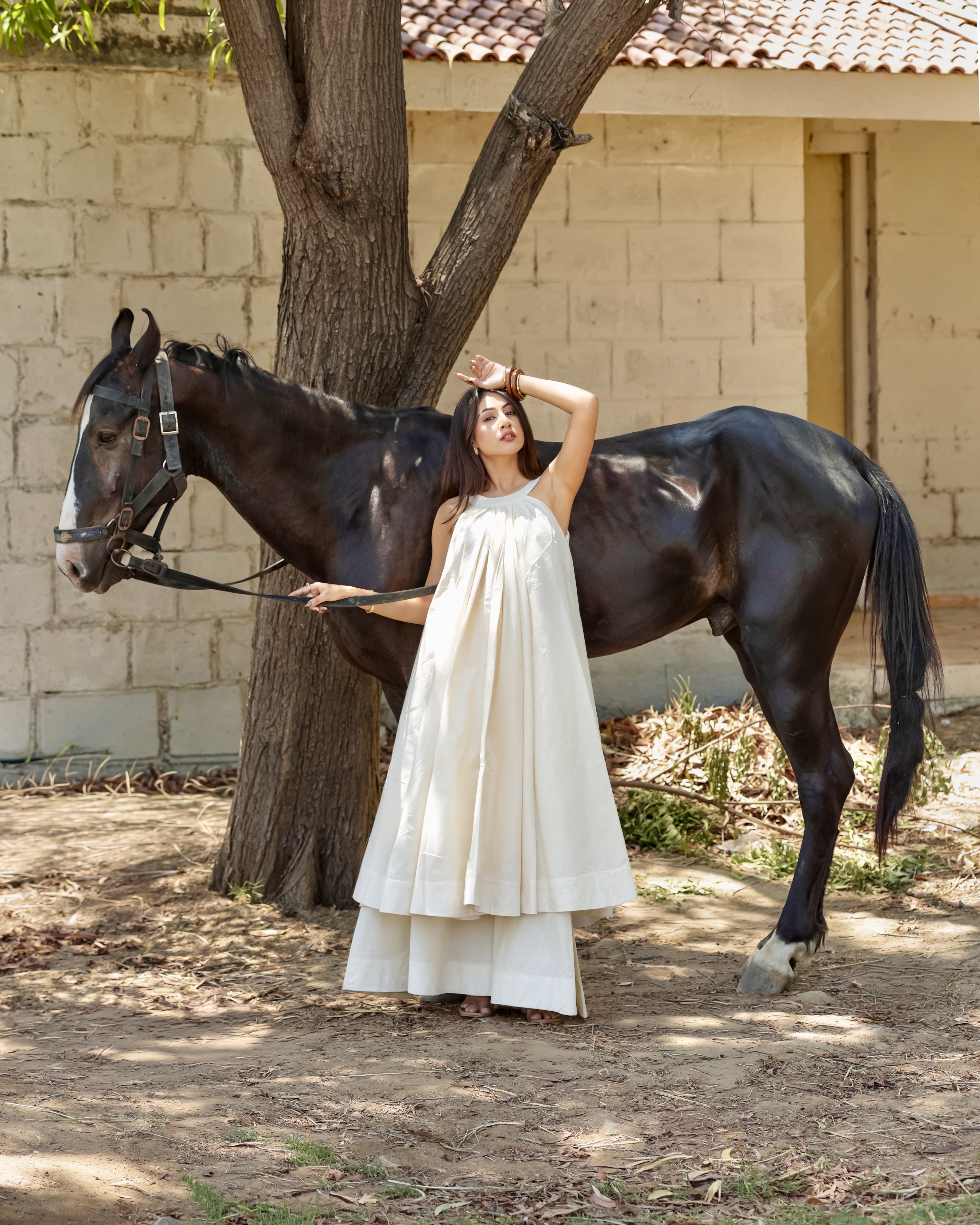 Elegant Ivory Flared Kurti Set with Palazzo🤍🕊️ thumbnail 2