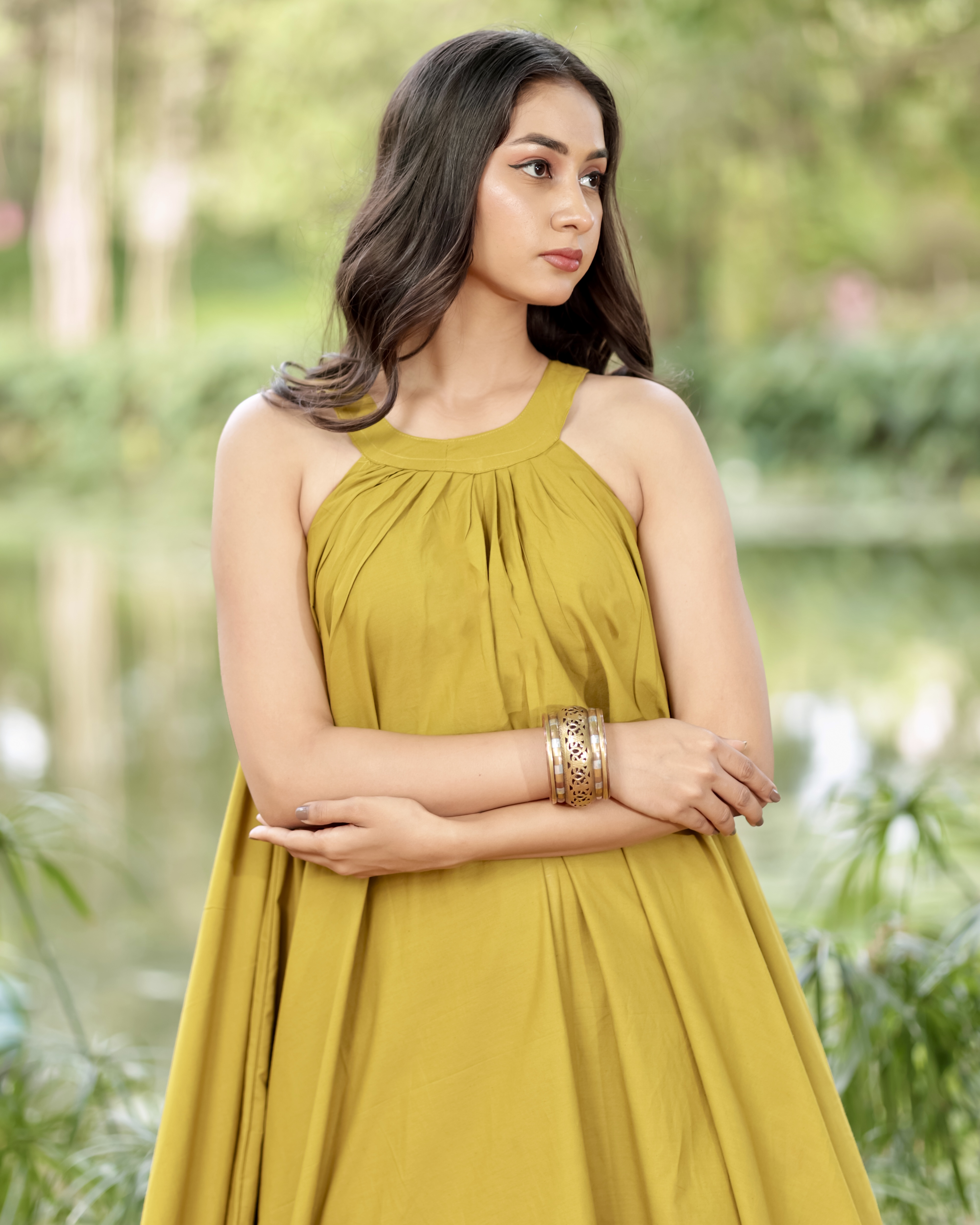 Mustard Yellow Flowy Designer Kurti Sets ✨ thumbnail 2