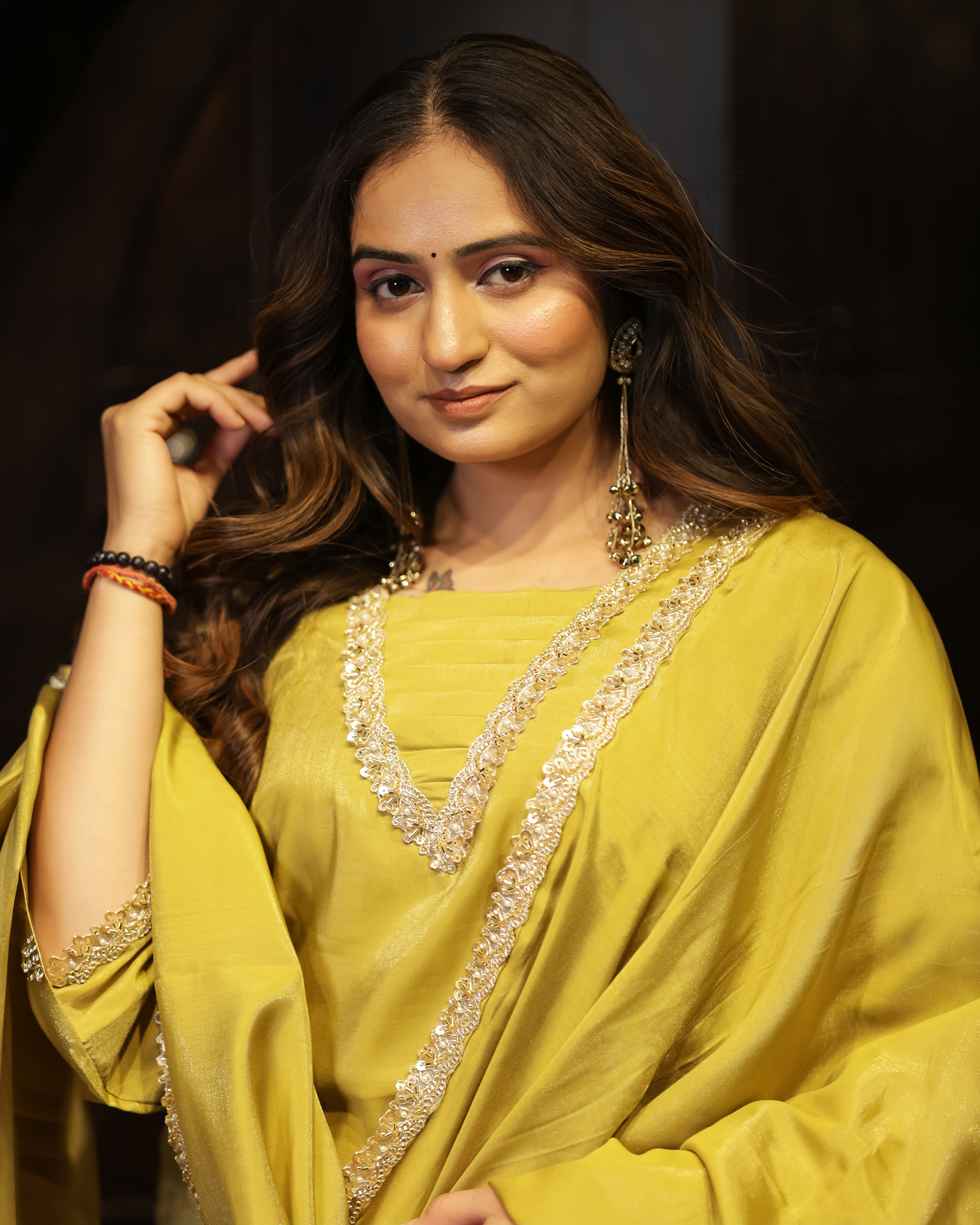 Mustard Yellow Kurta Palazzo Set with Dupatta💛 thumbnail 5